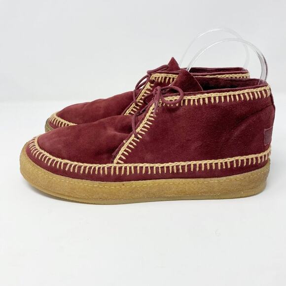 Anthro Laidback London Maroon Suede Shenje Chukka Boots EU 42 Lace Up Handmade - Picture 3 of 11